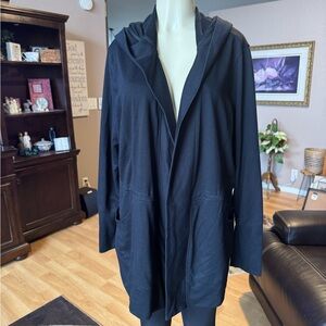 Tek Gear black long sleeve hooded open cardigan sweater w/pockets-size 1X